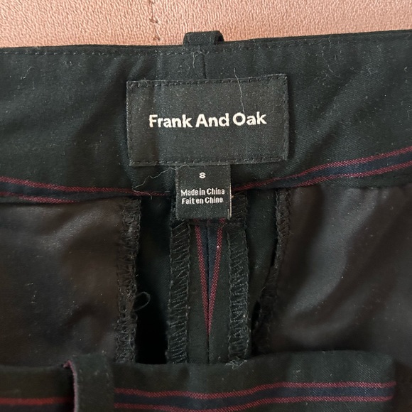 Black Frank & Oak trousers with pink and navy pinstripes - Picture 2 of 4